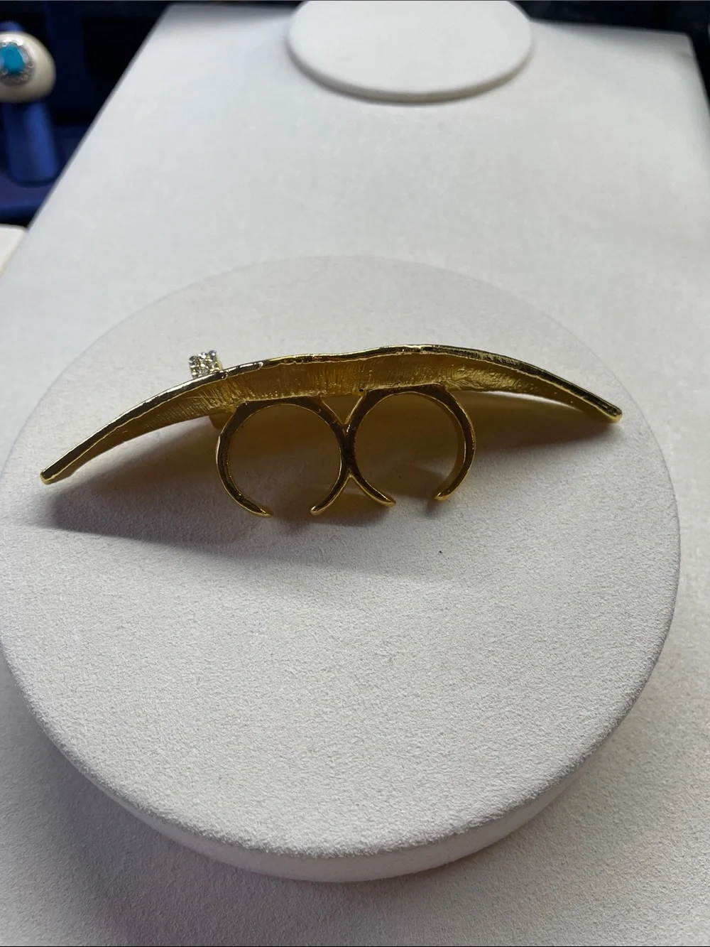 Gold/ Silver Lip Double-Band Statement Ring